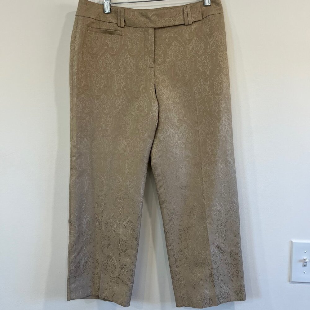 VTG Ann Taylor Gold Paisley Tapestry Cropped Ankle Dress pants Size 8 NWT